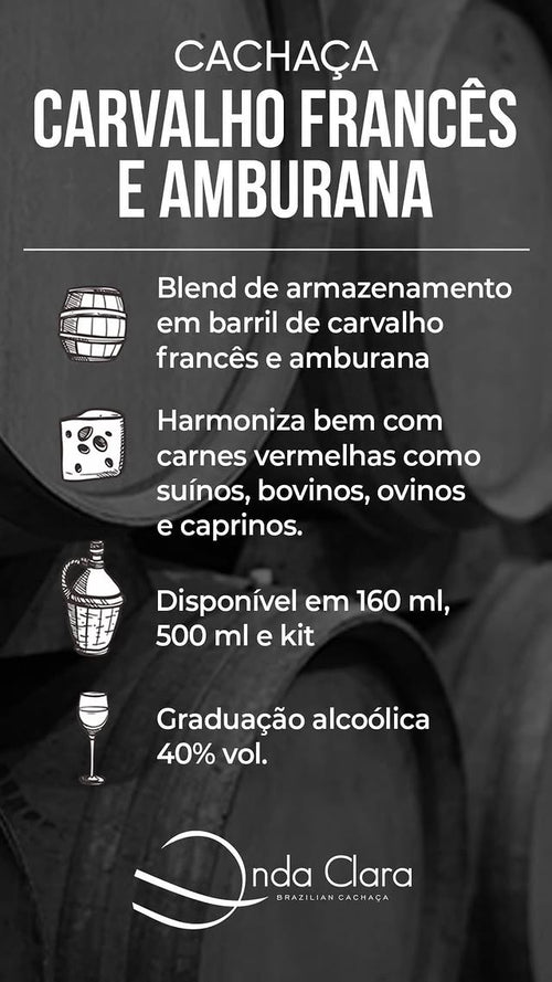 CACHAÇA CARVALHO FRANCÊS E AMBURANA ONDA CLARA 500 ML