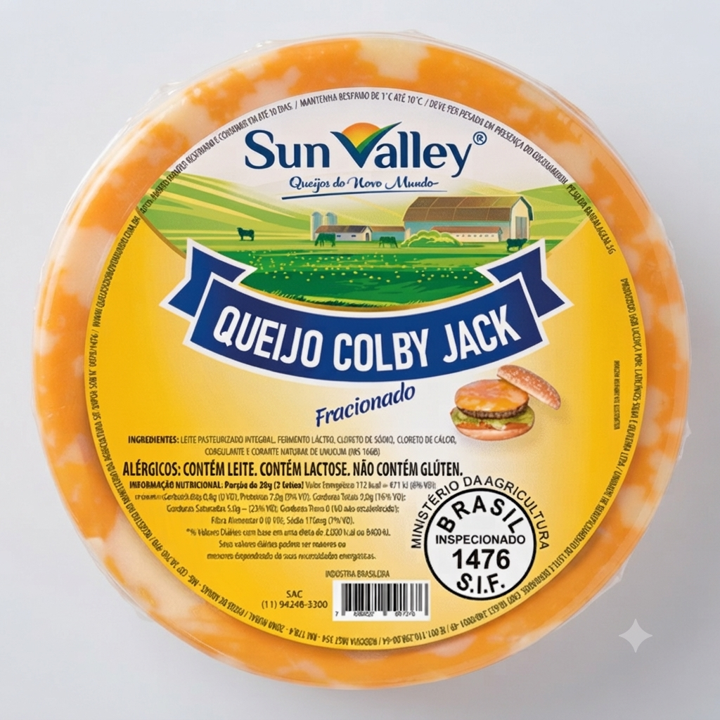 QUEIJO TIPO COLBY JACK SUN VALLEY FRACIONADO 180G