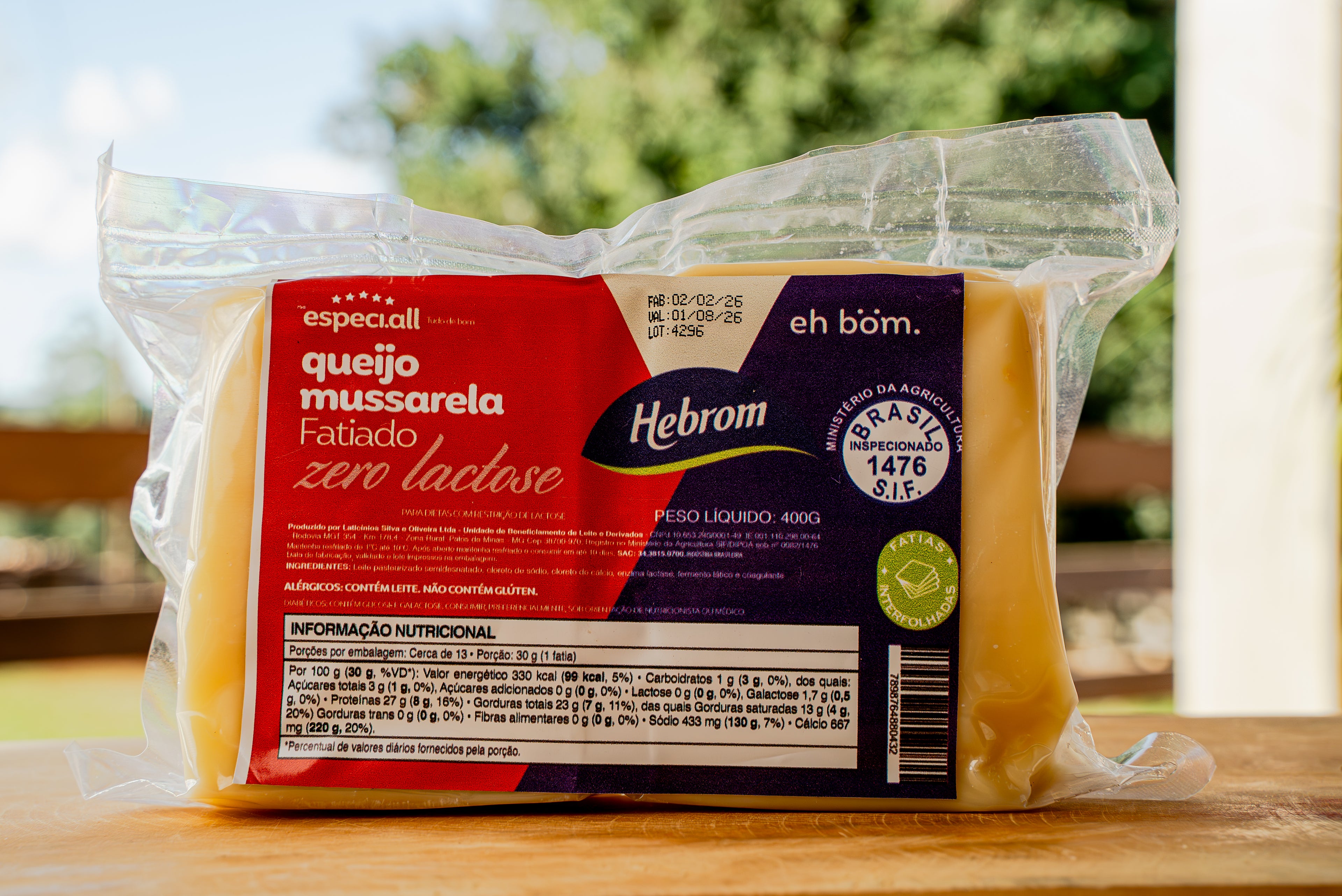 QUEIJO MUSSARELA ZERO LACTOSE HEBROM FATIADA 150G